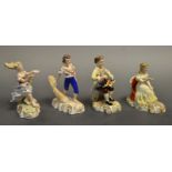 A Royal Crown Derby figure by Edward Drew, The Fruit Seller; others, Juliette, Spring Time,