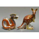 A Royal Crown Derby paperweight Kangaroo, Australian collection, 1999; another, Dragon,