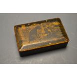 A 19th century transfer printed rounded rectangular snuff box,