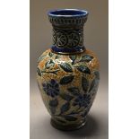 A Doulton Lambeth stoneware baluster vase, decorated by George Hugo Tabor,