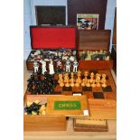 Games - a 20th century wooden chess set,