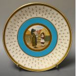 A Minton cabinet plate, decorated with a Dutch family, retailed by Strauss & Sons,