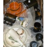 Portmerion Tableware - orange and black Greek key plates, bowls; others,