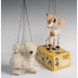 Poodle - Pelham Puppets Animal and Bird Range, solid white wooden head, white painted features,