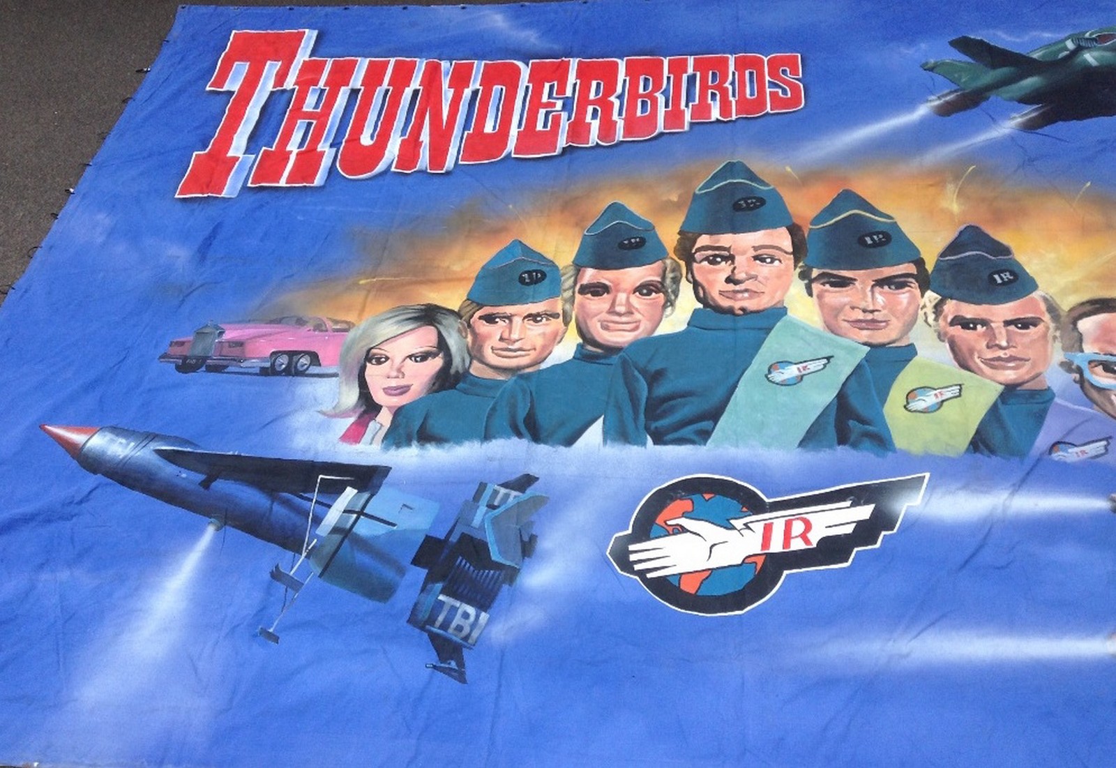 Thunderbirds - a large hand painted promotional advertising banner, - Image 2 of 6