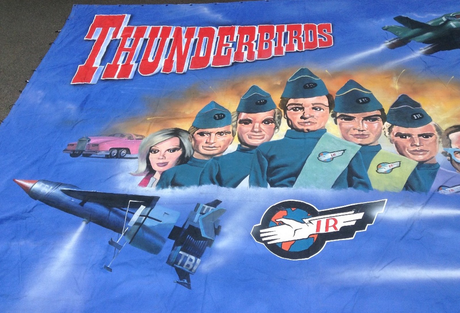 Thunderbirds - a large hand painted promotional advertising banner, - Image 5 of 6