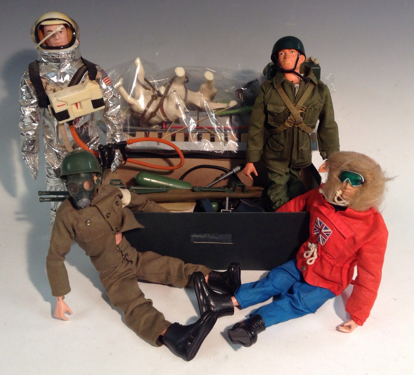 A Palitoy Action Man Arctic Snow Patrol set, comprising action figure, husky sled, husky dogs, skis,