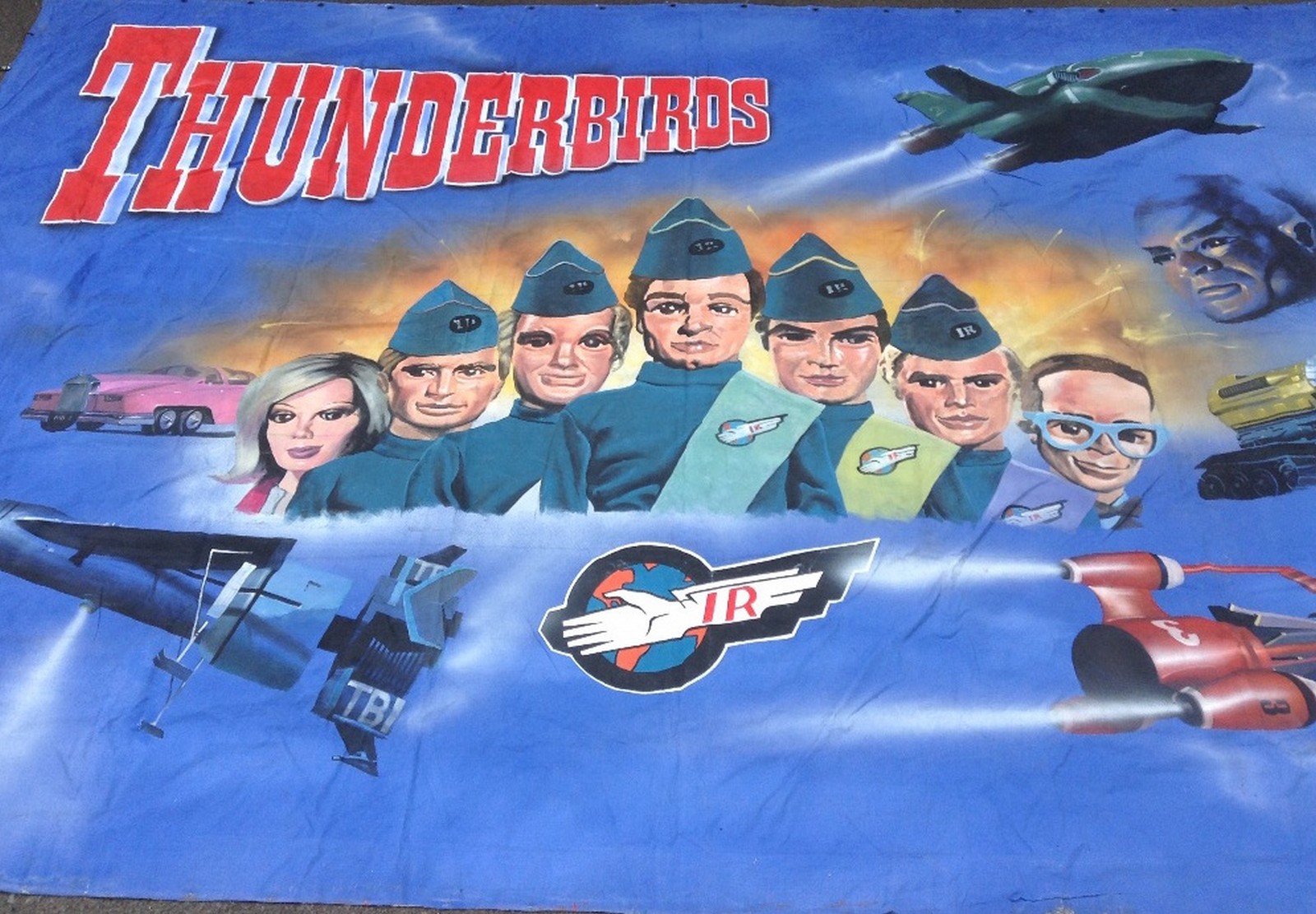 Thunderbirds - a large hand painted promotional advertising banner,