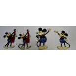 Mickey Mouse - four Mickey Mouse pie eye balsa wood cut outs, blue shorts, 15cm high,