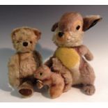 A Merry thought stuffed toy Thumper, labelled to foot;  a Chad Valley gold plush Teddy Bear,