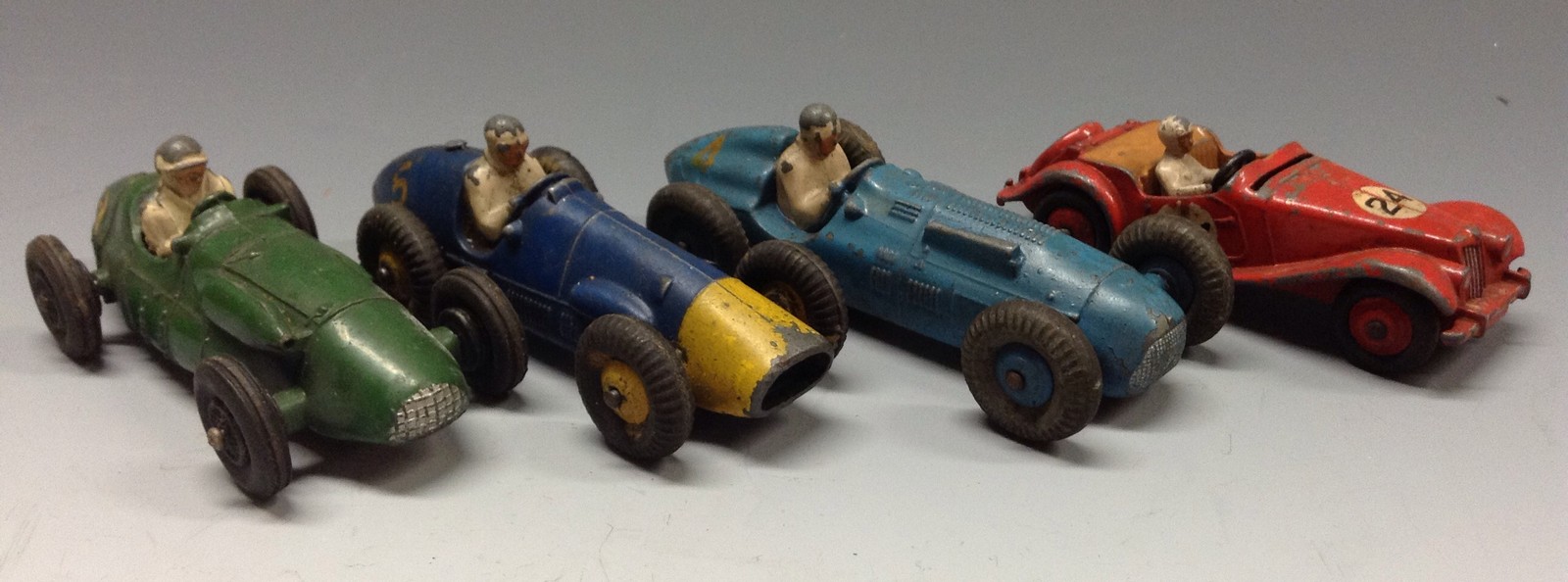 Dinky Toys 230 Talbot-Lago Racing Car, light blue body, white driver figure,