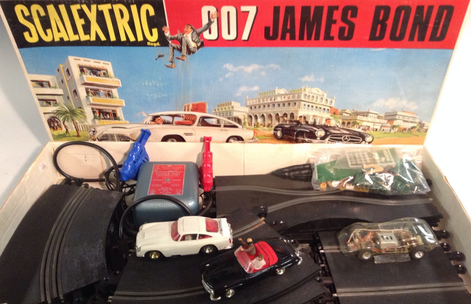 Scalextric - a rare 007 James Bond Chasing Car Set,  comprising Aston Martin,