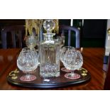 A hand cut 'Sterling' lead crystal decanter and four brandy glasses