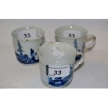 A set of three bell shaped Oriental teacups