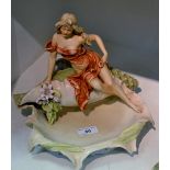 A Royal Dux figural dish, with a scantily clad lady seated on a shell, pink triangle, model no.