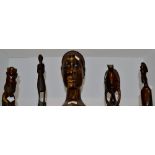 Tribal Art - an African hardwood carved head of a Tribes-woman ,