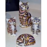 A Royal Crown Derby paperweight Sitting Cat, gold stopper; a Royal Crown Derby paperweight,