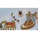 Royal Crown Derby Treasures of Childhood - Tugboat; Steam Train; Fort; Ragdoll Sailor;