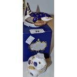 A Royal Crown Derby Paperweight, Wren boxed, gold stopper; another,