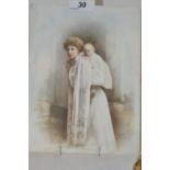Chancellor, Dublin - an overpainted photographic print, of a young mother with her baby, 21.