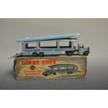 Dinky Toys 982 Pullmore car transporter, pale blue cab and transporter, blue hubs, decals to sides,