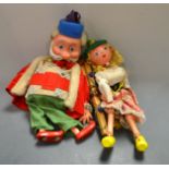 King - Pelham Puppets SL 63 Range,  hollow moulded head,  with painted features, purple felt clown,