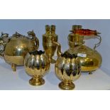 Brassware - a pair of Aesthetic Movement urn vases;  a Chinese brass Koro incense burner;