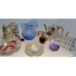 Silver Plated ware and Glassware - a silver plated sugar caster;