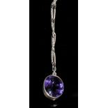 An 'amethyst' and silver pendant