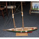 A hand built model of a racing yacht,
