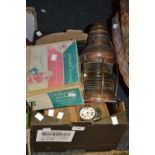 Household Goods - a boxed child's sewing machine; a pair of bakelite opera glasses,