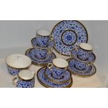 A Royal Crown Derby part tea service, printed overall in blue, c.
