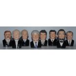 A set of eight Bairstow Manor Pottery American Presidents series character jugs, inc George Bush,