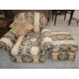 vintage arm chair and matching pouffe