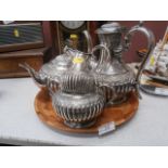 4 piece white metal tea set