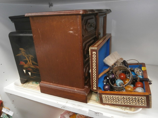 3 jewellery boxes and costume jewellery