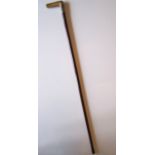 Edwardian Walking Cane with Carved Horn (possibly rhinoceros) Handle. Small dress cane with silver