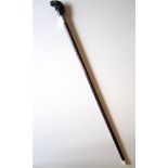 Victorian Walking Cane with Carved Horn Monkey (possibly rhino). Good example with well carved