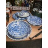 7 various blue and white oriental chargers - 1 a/f