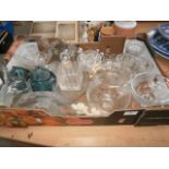 box of various glassware inc bon bon dish etc