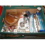 box of cruise liner collectables