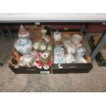 2 boxes of pottery inc ginger jars and tea pot etc