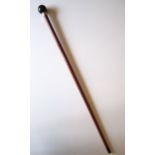 Fine Antique Dress Cane with Tortoiseshell Carved Ball and 18ct Gold Collar. Mark of Thomas