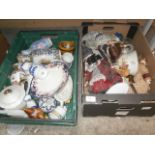 2 boxes inc collectable dolls and oriental pottery etc