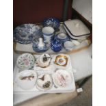 tray of blue & white and a tray of trinket dishes