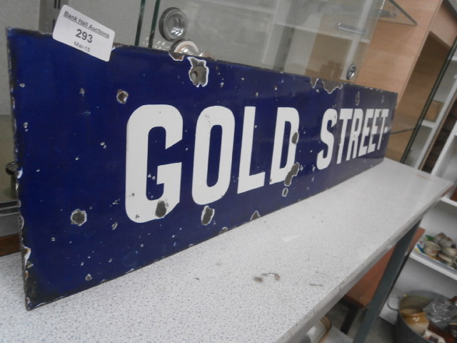 enamel gold street sign