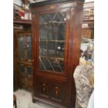 large inlaid display cupboard as found