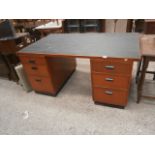 leather topped twin pedestal office desk