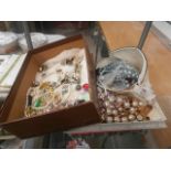 shelf of vintage jewellery