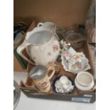 box of collectable pottery & glass